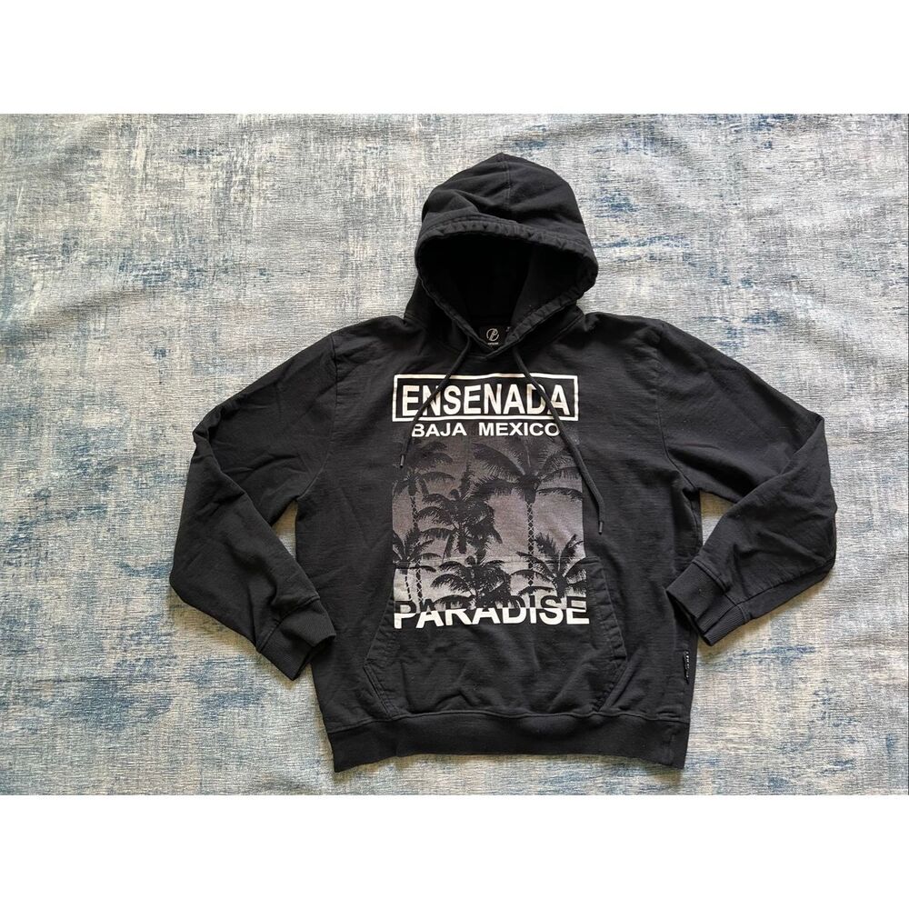 Pipeline Black Ensenada Baja Mexico Paradise Pullover Hoodie Medium